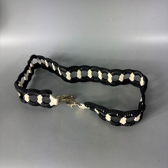 NWOT STRATHBERRY Crochet Strap In Ivy Leather with Black Thread - Picture 1 of 10